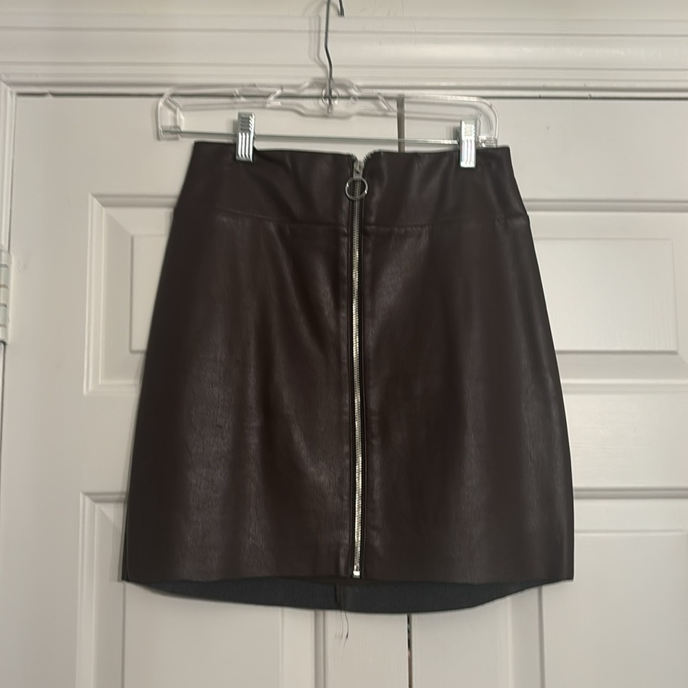 Express espresso brown leather mini skirt